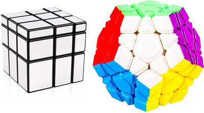 Authfort Speed Cube Combo Set of 3x3 Silver Mirror and 3x3 Megaminx High Seed Stickerless Speed Cube Puzzle Set Toy (Combo(Megaminx+Silver Mirror)Cube)(2 Pieces) Authfort Speed Cube Combo Set of 3x3 Silver Mirror and 3x3 Megaminx High Seed Stickerless Speed Cube Puzzle Set Toy (Combo(Megaminx+Silver Mirror)Cube)(2 Pieces)