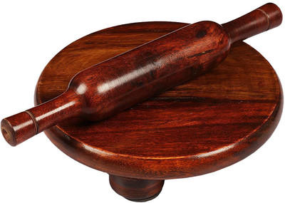 Adore Craft Adore Craft Wooden Chakla Belan Set/Rolling Pin/Roti Maker & Borad Roti Maker/phulka Maker/chapati Maker chakla for Home and Kitchen. Rolling Pin & Board(Brown, Pack of 2)