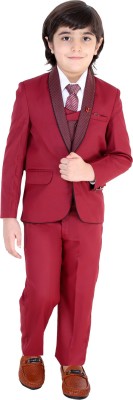 Fourfolds 5 Piece Coat Suit Solid Boys Suit