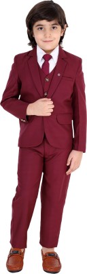 Fourfolds 5 Piece Coat Suit Solid Boys Suit