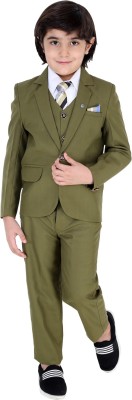 Fourfolds 5 Piece Coat Suit Solid Boys Suit