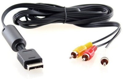 Clubics  TV-out Cable TV-out Cable Audio Video Cable For PS2 AV Cable (Black)(Black, For PlayStation)