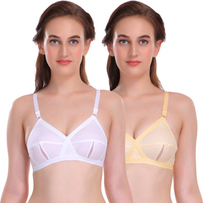 Selfcare New Collection Women Full Coverage Non Padded Bra(White, Beige)