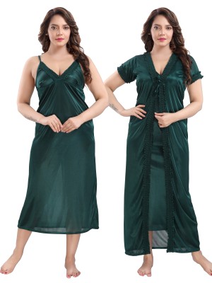 AJS Women Nighty(Dark Green)