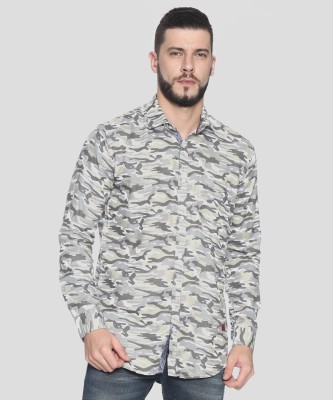 CAMPUS SUTRA Men Printed Casual White, Grey, Beige Shirt