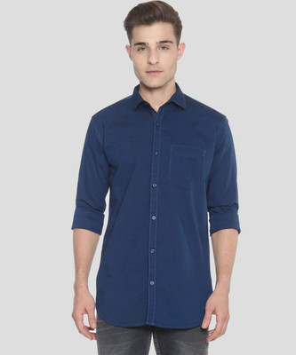 CAMPUS SUTRA Men Solid Casual Dark Blue Shirt