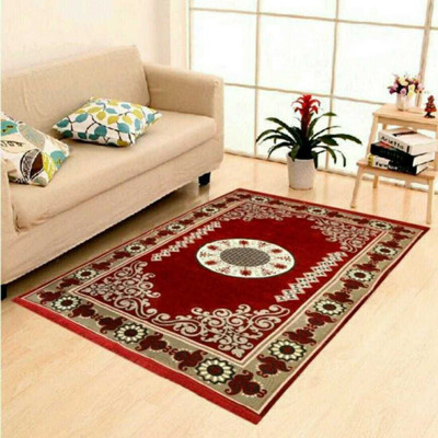 THE FRESH LIVERY Maroon Cotton Carpet(1 ft,  X 1 ft, Rectangle)