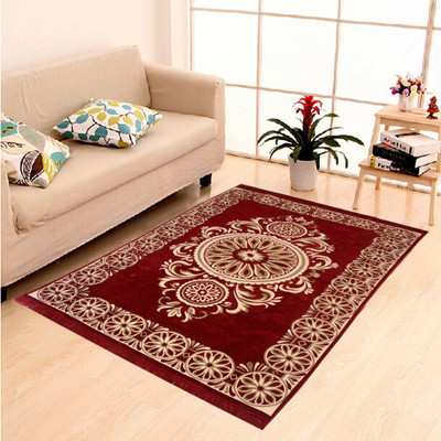 Home Elite Maroon Chenille Carpet(5 ft,  X 7 ft, Rectangle)