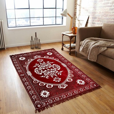 Globe Rudra Maroon Cotton Carpet(4 ft,  X 183 cm, Rectangle)