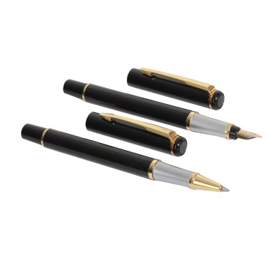 auteur Executive Black Color Medium Nib Fountain Ink Pen & Roller Ball ( Blue Ink ) Set Collection Pen Gift Set(Pack of 2, Black)