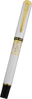 Dikawen 827 Sand Metal Finish Silver Colour With Gold Plated Trims Fountain Pen(Black)