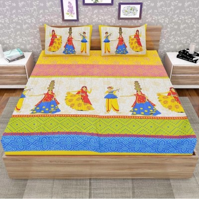 vasu clothing 200 TC Cotton Double Printed Flat Bedsheet(Pack of 1, Multicolor1)