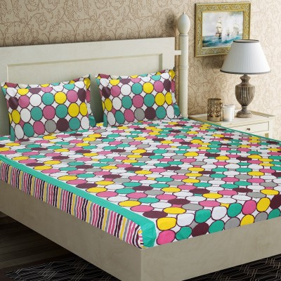Flipkart SmartBuy 144 TC Cotton Double Geometric Flat Bedsheet(Pack of 1, Multicolor1)