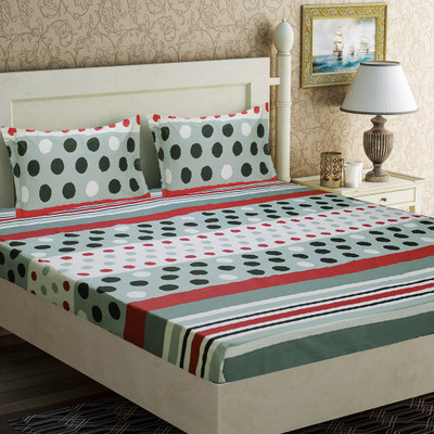 Flipkart SmartBuy 144 TC Cotton Double Geometric Flat Bedsheet(Pack of 1, Multicolor)