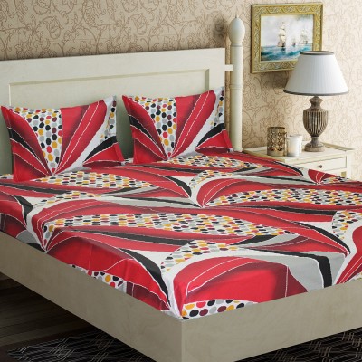 Flipkart SmartBuy 144 TC Cotton Double Abstract Flat Bedsheet(Pack of 1, Red)