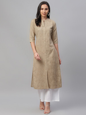 [Size M,XL] LIBAS Women Embroidered Straight Kurta (Beige)