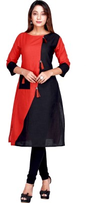 Fashion Offbeat Women Colorblock Straight Kurta(Multicolor)