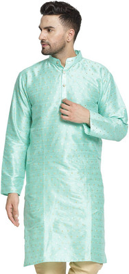 BEN COOPER Men Polka Print Straight Kurta(Light Green)