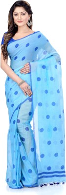 Desh Bidesh Printed Handloom Pure Cotton Saree(Dark Blue, Light Blue)