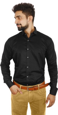 A K Enterprises Men Solid Formal Black Shirt