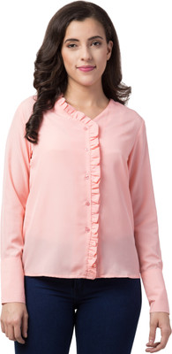FUNDAY FASHION Women Solid Casual Pink Shirt