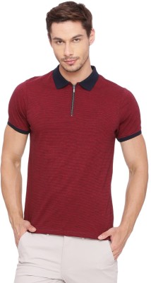 BASICS Solid Men Polo Neck Red T-Shirt