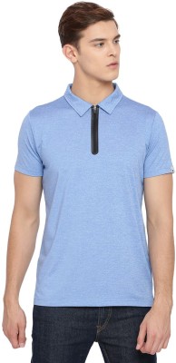 BASICS Solid Men Polo Neck Blue T-Shirt