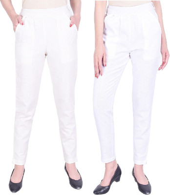 IRK Fashion Slim Fit Women White Trousers