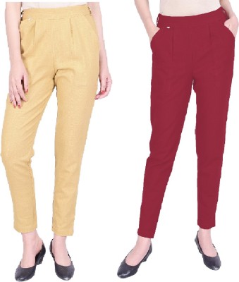 IRK Fashion Slim Fit Women Beige, Maroon Trousers