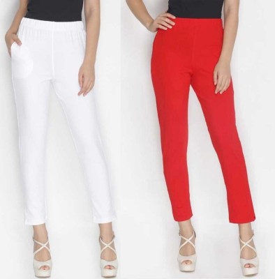 Lyra Regular Fit Women White, Red Trousers