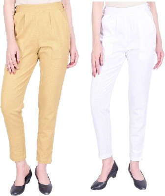 IRK Fashion Slim Fit Women Beige, White Trousers