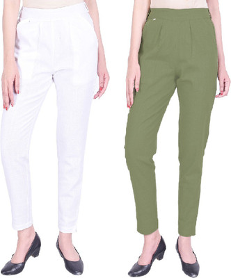 IRK Fashion Slim Fit Women White, Green Trousers