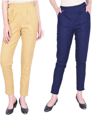 IRK Fashion Slim Fit Women Beige, Blue Trousers