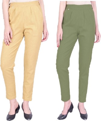 IRK Fashion Slim Fit Women Beige, Green Trousers