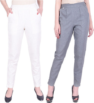 IRK Fashion Slim Fit Women White, Grey Trousers