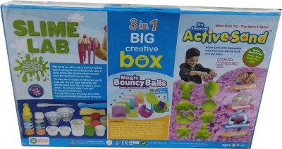 Ekta Creative Art Box 3 in 1, Slime Lab, Magic Bouncy Balls, Active Sand Play kit.