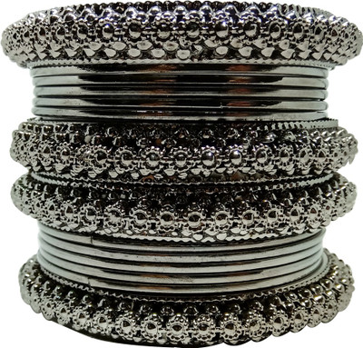 Chrishan Alloy Black Silver Bangle Set