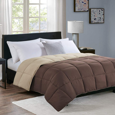 curious lifestyle Checkered Double Duvet for  Heavy Winter(Poly Cotton, Chocolate & Beige)