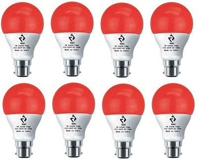 rino 7 W Basic Round B22 LED Bulb(Red, Pack of 8)