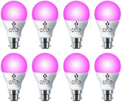 rino 7 W Basic Arbitrary B22 LED Bulb(Pink, Pack of 8)