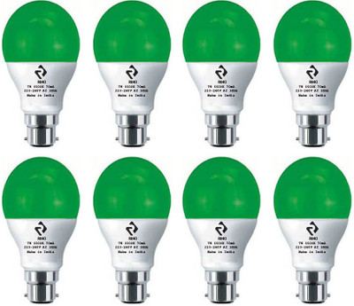 rino 7 W Basic Arbitrary B22 LED Bulb(Green, Pack of 8)