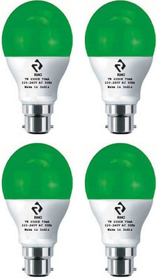 rino 7 W Basic Arbitrary B22 LED Bulb(Green, Pack of 4)