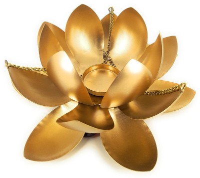 KAVITA ARCHANA ENTERPRISES lotus candlestick holder Iron 1 - Cup Candle Holder(Gold, Pack of 1)