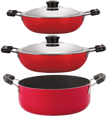 NIRLON DKD(M)_DKD(B)_CS24 Non-Stick Coated Cookware Set(PTFE (Non-stick), Aluminium, 3 - Piece)