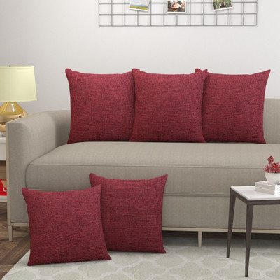 CRIMSON Jute Cushions Cover(Pack of 5, 40 cm*40 cm, Maroon)