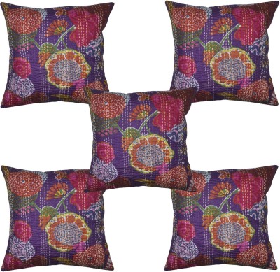 Ekam Art Floral Cushions Cover(Pack of 5, 40 cm*40 cm, Purple, Pink)
