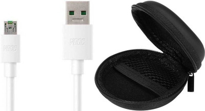 Gadget Zone Micro USB Cable 2 A 1 m 5V/4A Vooc SuperFast Data Sync Charging Cable With Caring Pouch(Compatible with for Oppo F9 Pro, R7, R9 F11 Pro, White, One Cable)