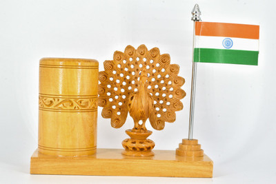 Murli Handicrafts 1 Compartments wood pen holder(Beige)