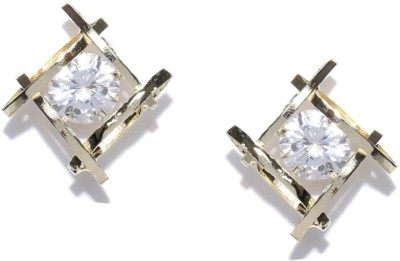 fabula Gold Tone Zirconia Fashion Cubic Zirconia, Crystal, Zircon Brass, Metal Stud Earring