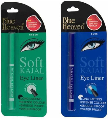 BLUE HEAVEN soft kajal eye liner set of 2 0.31 ml(green, blue)